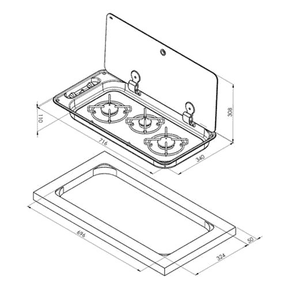 3 Burner Hob With Glass Lid C/W Elect. Ignition CAN FC1349-E 3 - Letang Auto Electrical Vehicle Parts
