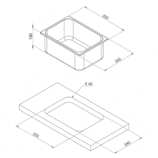 Can LA1401 Rectangular Sink 355X260X150mm