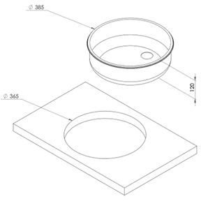 Can LA1418BA Round Sink 365mm Hole Size