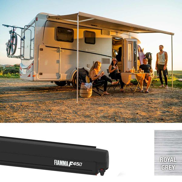 Fiamma F45S 300 Awning without Brackets Deep Black, Royal Grey - Letang Auto Electrical Vehicle Parts