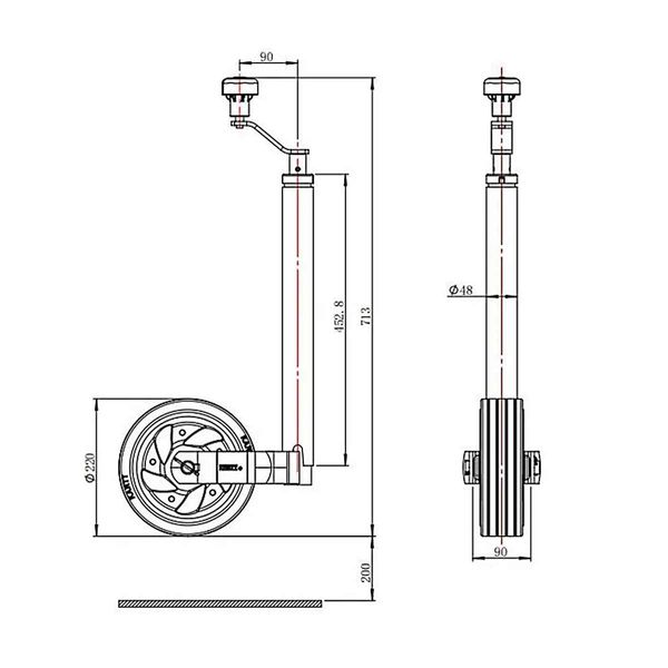 Kartt Ultimate Caravan Jockey Wheel with Turn-Lok (48mm Ribbed Shaft) - Letang Auto Electrical Vehicle Parts