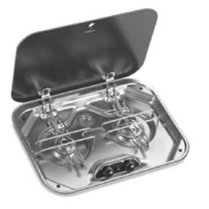 Dometic Smev PI8022 2 Burner Gas Hob With Glass Lid 480 x 370mm