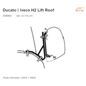Thule Omnistor Awning Adapter Set For Ducato H2 Lift Roof / Iveco (3 x 17cm) - Letang Auto Electrical Vehicle Parts