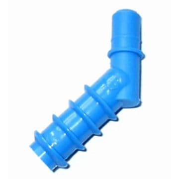 Durable plastic 1/2 hosetail angled fitting for water systems. BLUE

