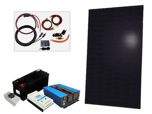 420W - 12V Off Grid Solar Kit - Power Inverter (Including Batteries)