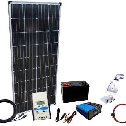 60W - 12V Off Grid Solar Kit - Power Inverter (Including Batteries)