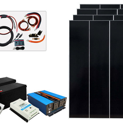520W - 12V Off Grid Solar Kit - Power Inverter (Including Batteries)