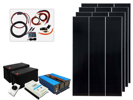 520W - 12V Off Grid Solar Kit - Power Inverter (Including Batteries)