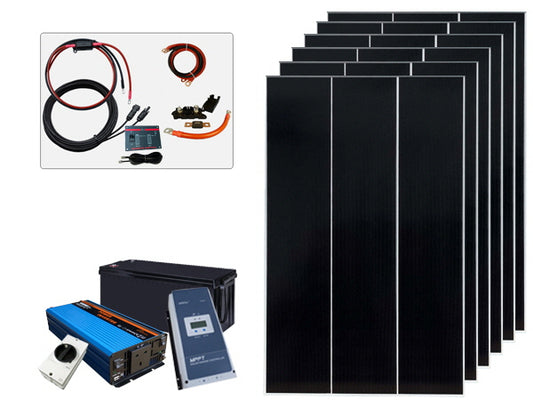 780W - 12V Off Grid Solar Kit - Power Inverter (Including Batteries)