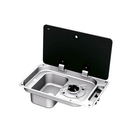 CAN 1 Burner Sink Combi Unit with Glass Lid & Piezo Ign (Left Handed)