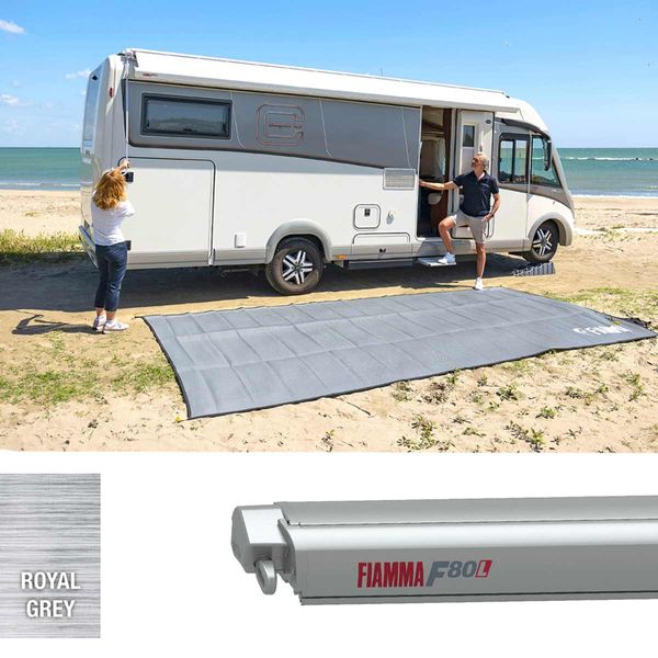 Fiamma F80L 600 Awning Polar White - Royal Grey Fabric (07840M03R)