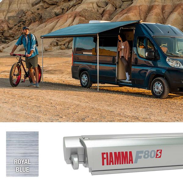 Fiamma F80s 400 Awning Titanium - Royal Blue Fabric (07832E03Q)