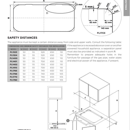 CAN Randi Hob & LH Sink 716 x 340mm (Double Glass Lid / 2 Burners / Piezo)