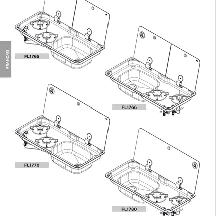 CAN Hob & RH Sink with 1 Glass Lid, Seal and Waste (2 Burners / Piezo)