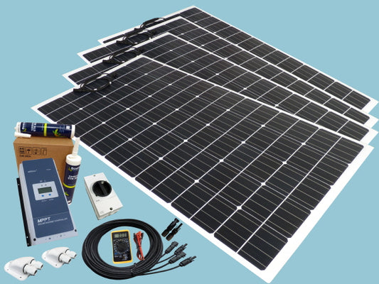 800W Flexible ETFE Solar Narrowboat Kit 12V or 24V