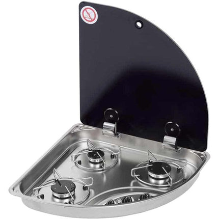CAN SS Triangle Hob Unit with Lid & Seal (3 Burner, 12V Ign., Left)