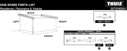 CLAMPING PROFILE 6 SERIES - 2M50 - LEFT SIDE  for Residence, Panorama & Veduta