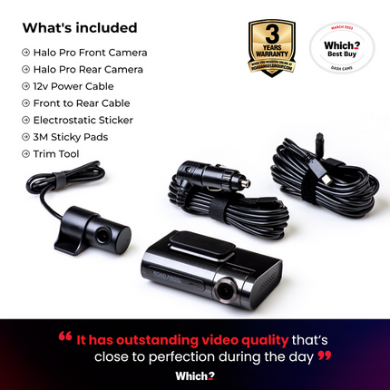 Road Angel Halo Pro 2K Front and 1K Rear Dash Cam with Dual Parking Mode