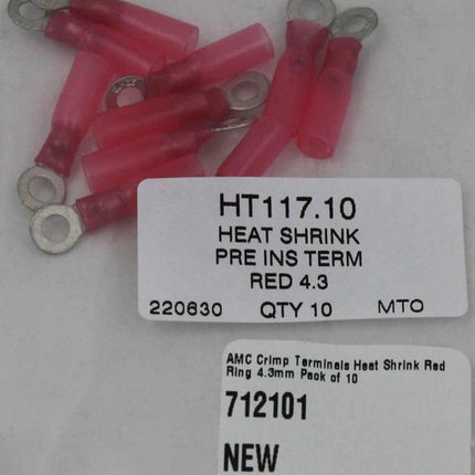 AMC Red Heat Shrink Ring Terminal (4.3mm ID / 10 Pack)