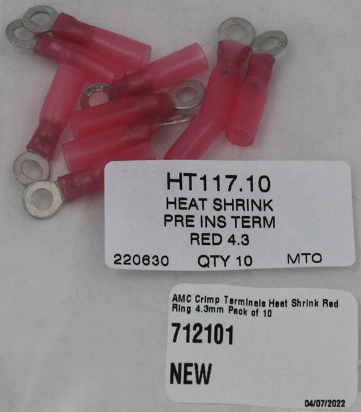 AMC Red Heat Shrink Ring Terminal (4.3mm ID / 10 Pack)