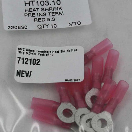 AMC Red Heat Shrink Ring Terminal (5.3mm ID / 10 Pack)