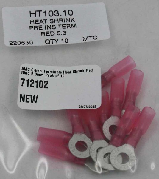 AMC Red Heat Shrink Ring Terminal (5.3mm ID / 10 Pack)