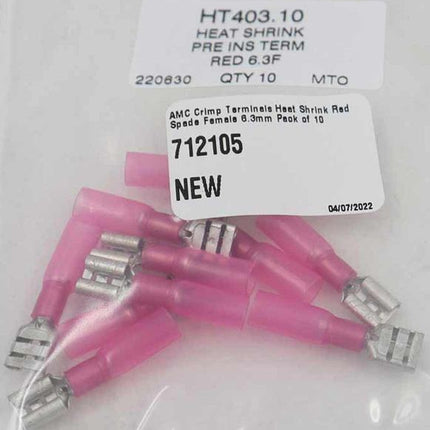 AMC Red Heat Shrink Female Spade Terminal (6.3mm x 0.8mm / 10 Pack)