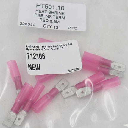 AMC Red Heat Shrink Male Spade Terminal (6.3mm x 0.8mm / 10 Pack)