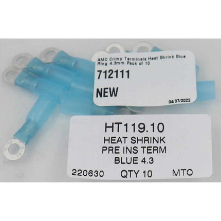 AMC Blue Heat Shrink Ring Terminal (4.3mm ID / 10 Pack)