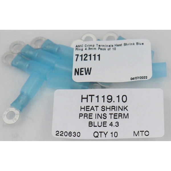 AMC Blue Heat Shrink Ring Terminal (4.3mm ID / 10 Pack)