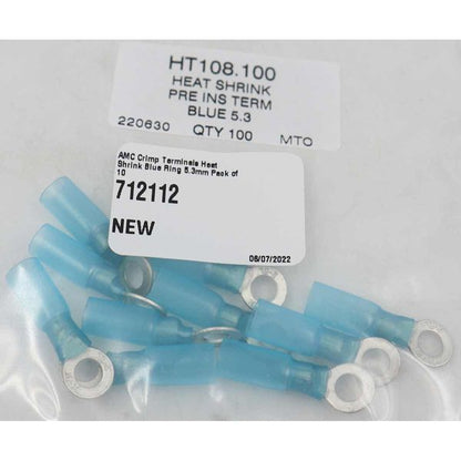 AMC Blue Heat Shrink Ring Terminal (5.3mm ID / 10 Pack)