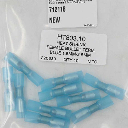 AMC Blue Heat Shrink Female Bullet Terminal (5.0mm / 10 Pack)