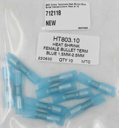 AMC Blue Heat Shrink Female Bullet Terminal (5.0mm / 10 Pack)