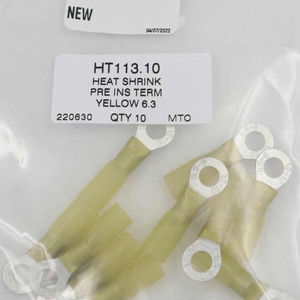 AMC Yellow Heat Shrink Ring Terminal (6.3mm ID / 10 Pack)