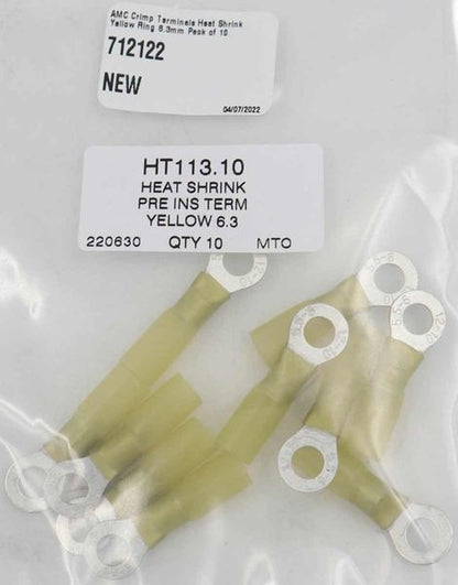 AMC Yellow Heat Shrink Ring Terminal (6.3mm ID / 10 Pack)