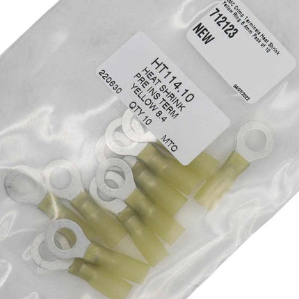 AMC Yellow Heat Shrink Ring Terminal (8.4mm ID / 10 Pack)