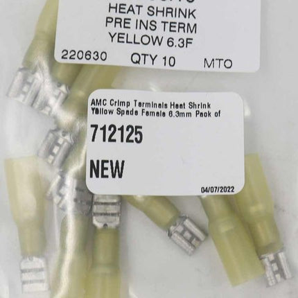 AMC Yellow Heat Shrink Female Spade Terminal (6.3mm x 0.8mm / 10 Pack)