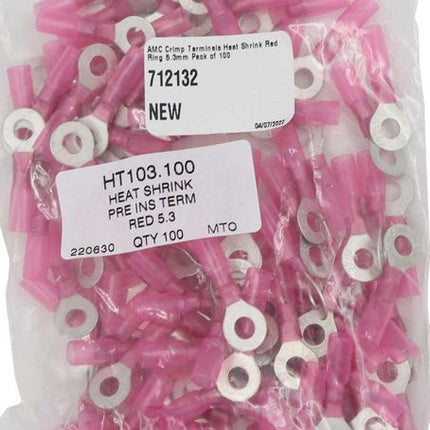 AMC Red Heat Shrink Ring Terminal (5.3mm ID / 100 Pack)