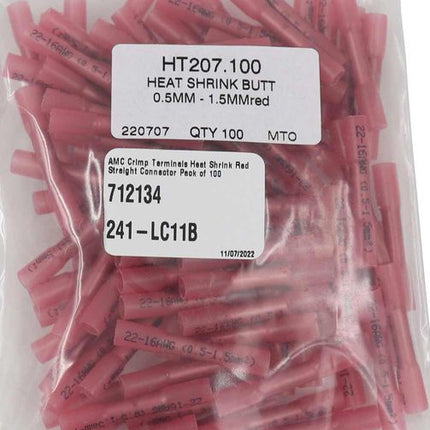 AMC Red Heat Shrink Straight Connector Terminal (100 Pack)