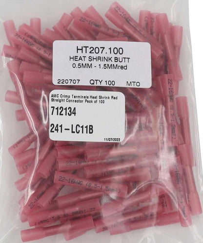 AMC Red Heat Shrink Straight Connector Terminal (100 Pack)