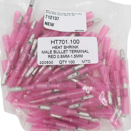 AMC Red Heat Shrink Male Bullet Terminal (4.0mm / 100 Pack)