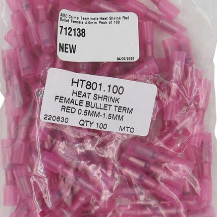 AMC Red Heat Shrink Female Bullet Terminal (4.0mm / 100 Pack)