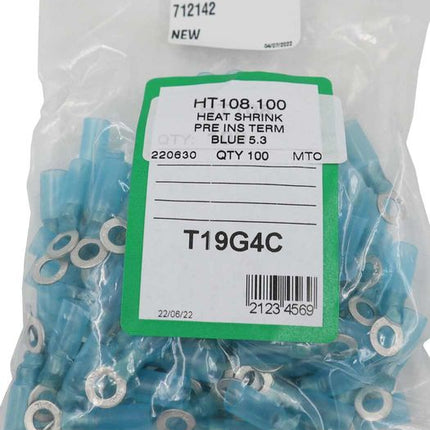 AMC Blue Heat Shrink Ring Terminal (5.3mm ID / 100 Pack)