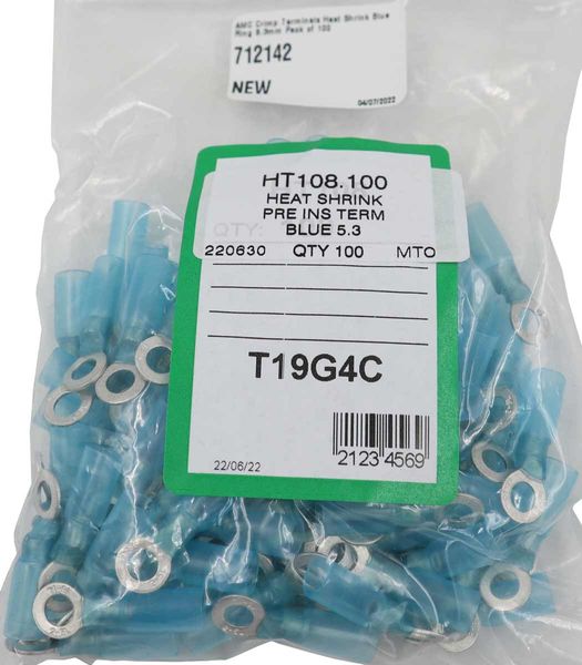 AMC Blue Heat Shrink Ring Terminal (5.3mm ID / 100 Pack)