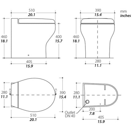 Tecma Silence Plus 2G Hi Toilet Fresh Water Flush (1 Switch / 230V)