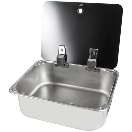 CAN Rectangular Sink with Glass Lid, Seal and Waste 375 x 300mm