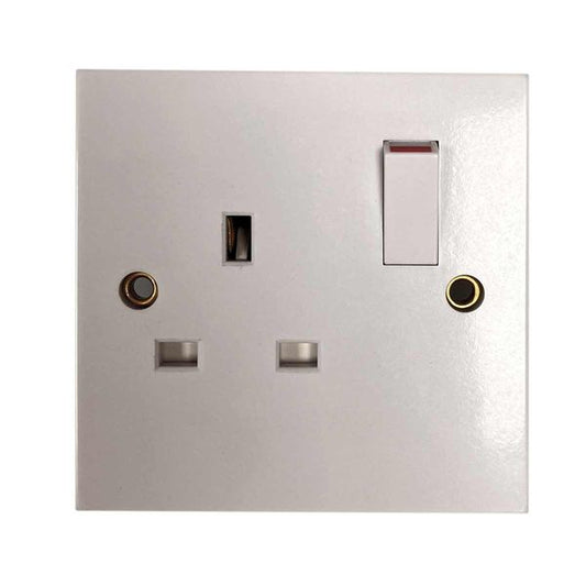 Square Edged Single Switched Socket White