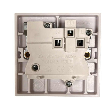 Square Edged Single Switched Socket White