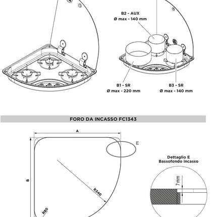 CAN SS Triangle Hob Unit with Lid & Seal (3 Burner, 12V Ign., Left)