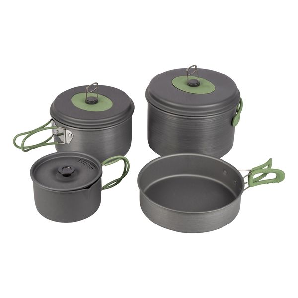 Bo-Camp Cookware Set Explorer XL 4 Pieces Hard Anodised Aluminium